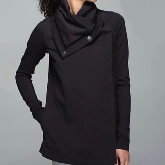 lululemon athletica Sweaters - Lululemon Savasana Wrap Jacket  Cardigan in Dark Grey and Black Size: 6